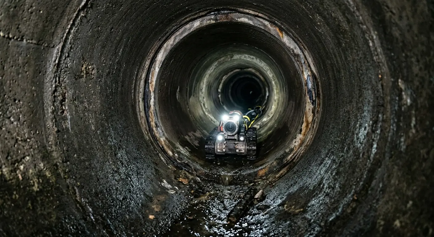 Robotic sewer camera inspecting pipe interior for Sewer Line Repair in Bethel